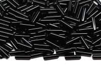 Бисер японский Miyuki Bugle стеклярус 6мм #0401 черный, непрозрачный, 10 грамм
