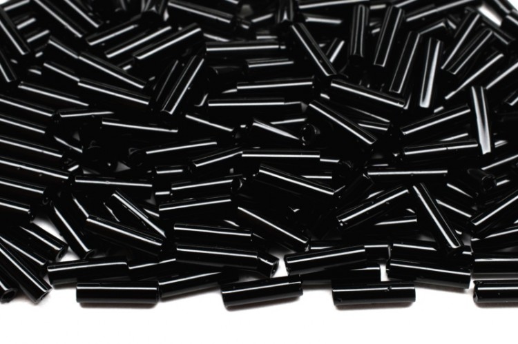 Бисер японский Miyuki Bugle стеклярус 6мм #0401 черный, непрозрачный, 10 грамм Бисер японский Miyuki Bugle стеклярус 6мм #0401 черный, непрозрачный, 10 грамм
