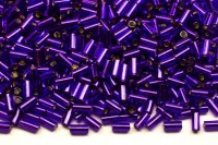 Бисер японский Miyuki Bugle стеклярус 3мм #1427 фиолетовый, серебряная линия внутри, 10 грамм