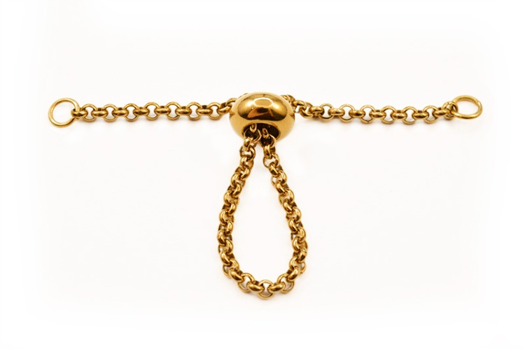 Бусина-слайдер с цепочкой 8х4мм, удлинитель 4-8см, цвет золото, латунь/хирургическая сталь, 08-013, 1шт Бусина-слайдер с цепочкой 8х4мм, удлинитель 4-8см, цвет золото, латунь/хирургическая сталь, 08-013, 1шт