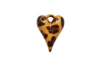 Подвеска Сердце леопардовое 27х20х9мм, отверстие 3мм, цвет коричневый, смола, 22-118, 1шт