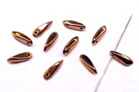 Бусины Dagger beads 11х3мм, отверстие 0,8мм, цвет 23980/27100 Jet/Capri Gold Full, 736-055, 10шт