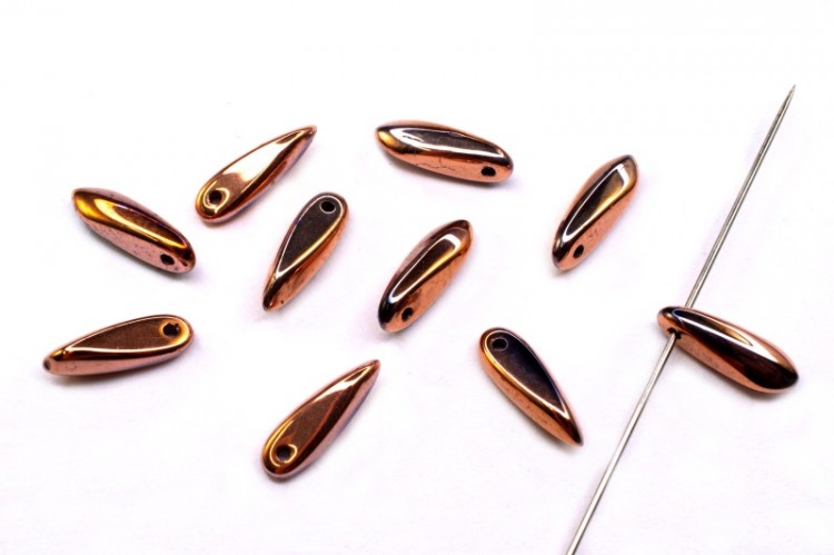 Бусины Dagger beads 11х3мм, отверстие 0,8мм, цвет 23980/27100 Jet/Capri Gold Full, 736-055, 10шт Бусины Dagger beads 11х3мм, отверстие 0,8мм, цвет 23980/27100 Jet/Capri Gold Full, 736-055, 10шт