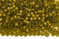 Бисер японский TOHO круглый 8/0 #0996F перидот матовый радужный, золотая линия внутри, 10 грамм