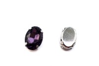 Кристалл Овал 14х10мм пришивной в оправе, цвет фиолетовый, стекло, 43-057, 2шт
