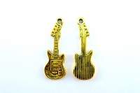 Подвеска Гитара 31х11х2мм, отверстие 1,5мм, цвет античное золото, сплав металлов, 22-233, 2шт