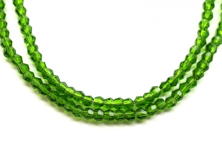 Бусина стеклянная биконус 2х2,5мм, цвет зеленый, прозрачная, 569-001, 10шт Бусина стеклянная биконус 2х2,5мм, цвет зеленый, прозрачная, 569-001, 10шт