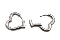 Серьги Конго Сердце 18х22х3мм, латунь, родий, 21-542, 1 пара
