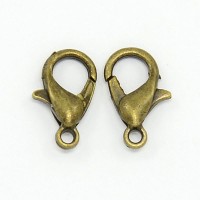 ОПТ Замок карабин 12х6мм, отверстие 1,5мм, цвет античная бронза, сплав металлов, 07-028-опт, 100шт