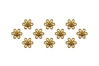 Коннектор-соединитель Цветок 6 лепестков 9х9х1,5мм, отверстие 1,2мм, цвет античное золото, сплав металлов, 14-015, 10шт