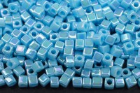 Бисер японский Miyuki Cube кубический 1,8мм #0482 голубой непрозрачный, радужный, 10 грамм