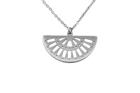 Подвеска Полукруг Beadsmith на цепочке с карабином, 18х30мм, отверстие 1,8мм, длина 45см, цвет родий, хирургическая сталь, 22-149, 1шт