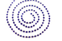 Стразовая цепь, звено 2,0х2,0мм, цвет синий/серебро, латунь, 47-015, 50см (около 160 страз)