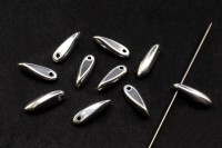 Бусины Dagger beads 11х3мм, отверстие 0,8мм, цвет 00030/27000 серебро, 736-054, 10шт