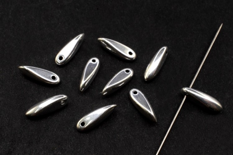 Бусины Dagger beads 11х3мм, отверстие 0,8мм, цвет 00030/27000 серебро, 736-054, 10шт Бусины Dagger beads 11х3мм, отверстие 0,8мм, цвет 00030/27000 серебро, 736-054, 10шт
