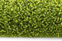Бисер китайский круглый размер 8/0, цвет 0024 зеленый, серебряная линия внутри, 450г