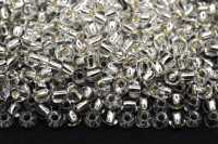 Бисер чешский PRECIOSA круглый 6/0 78102 прозрачный, серебряная линия внутри, 50г