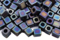 Бисер японский Miyuki Cube кубический 4мм #0401FR черный, матовый радужный непрозрачный, 10 грамм