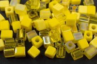 Бисер японский Miyuki Cube кубический 4мм #MIX26 оттенки желтого, микс Yellow Medley, 10 грамм