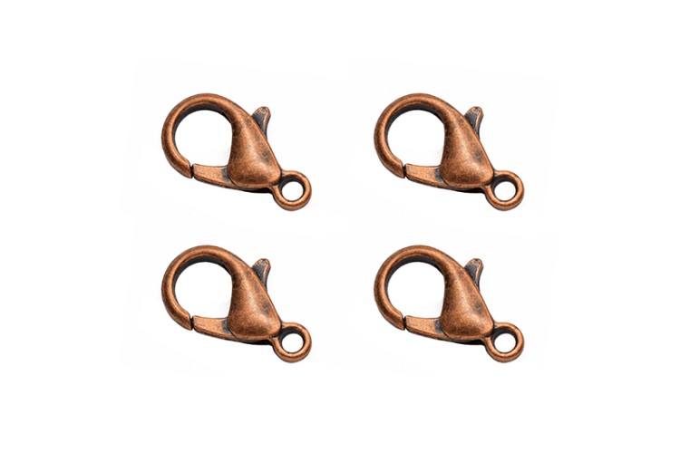 Замок-карабин 14х8мм, отверстие 1,5мм, цвет античная медь, сплав металлов, 07-020, 4шт Замок-карабин 14х8мм, отверстие 1,5мм, цвет античная медь, сплав металлов, 07-020, 4шт