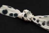 Лента шелковая Шибори, ширина 12см, цвет №129 белый в черный горох, 20см