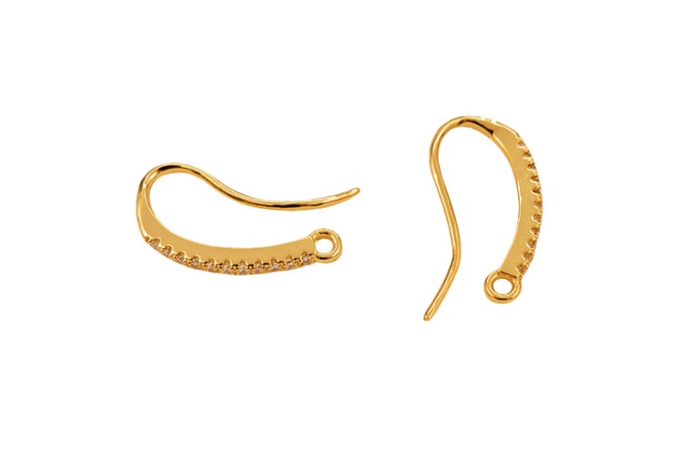 Швензы основы для серег 19х9х2мм, отверстие 1,5мм, цвет светлое золото, латунь/фианит, 21-129, 1 пара Швензы основы для серег 19х9х2мм, отверстие 1,5мм, цвет светлое золото, латунь/фианит, 21-129, 1 пара