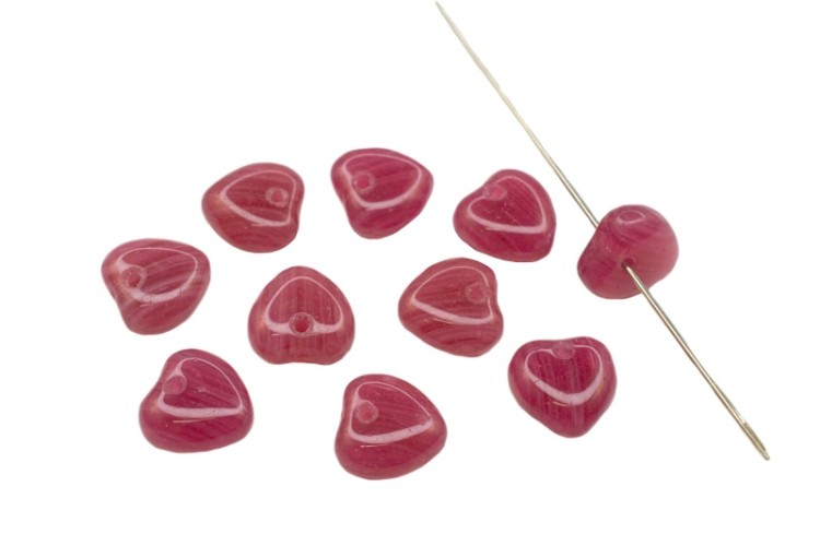 Бусина Сердечко 8х8х4мм, цвет брусничный, стеклянная, 735-034, 10шт Бусина Сердечко 8х8х4мм, цвет брусничный, стеклянная, 735-034, 10шт