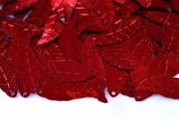 Пайетки Листики Березовые 30х10мм, цвет красный, 1022-016, 20г