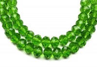 Бусина стеклянная Рондель 10х8мм, цвет зеленый, прозрачная, 509-026, 10шт