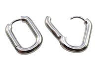Серьги Конго Овал 21х16х4мм, латунь, родий, 21-521, 1 пара