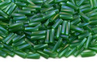 Бисер японский Miyuki Twisted Bugle 2х6мм #0179F зеленый, матовый радужный прозрачный, 10 грамм