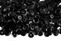 Пайетки круглые 6мм чашечка, цвет 0109 черный, 1022-079, пластик, 10г