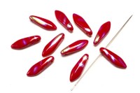 Бусины Dagger beads 16х5мм, отверстие 0,8мм, цвет 93200/2870V Opaque Red AB Stripes, 736-113, 10шт