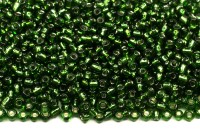 Бисер китайский круглый размер 12/0, цвет 0027В зеленый, серебряная линия внутри, 450г