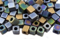 Бисер японский Miyuki Cube кубический 4мм #MIX24 матовые металлики, микс Matte Heavy Metals, 10 грамм