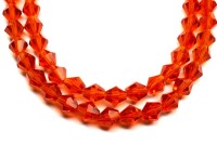 Бусина стеклянная биконус 8х8,5мм, цвет оранжевый, гальваническое покрытие, прозрачная, 570-002, 10шт