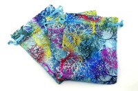 Сумочка из органзы подарочная 9х12см, цвет голубой/разноцветный, 36-002, 1шт