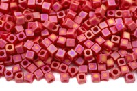 Бисер японский Miyuki Cube кубический 1,8мм #0408FR красный, матовый радужный непрозрачный, 10 грамм
