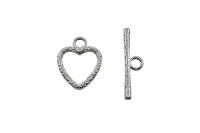 Замок тогл Сердце 17х14х2мм/22х6х2мм, отверстие 3мм, цвет стальной, хирургическая сталь, 12-059, 1 комплект