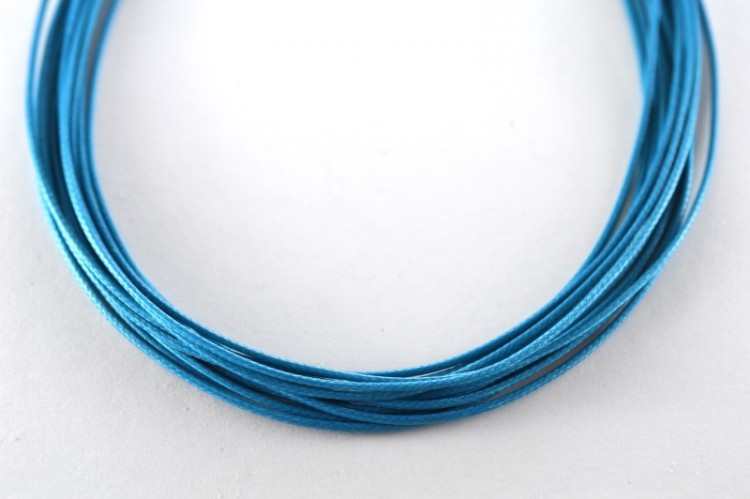Шнур вощеный толщина 1мм, цвет голубой, полиэфир, 53-007, 1 метр Шнур вощеный толщина 1мм, цвет голубой, полиэфир, 53-007, 1 метр