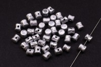Бусины Pellet beads 6х4мм, отверстие 0,5мм, цвет 00030/27080 серебро, Etched, 732-035, 10г (около 60шт)