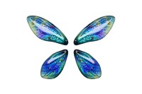 Подвеска Крылья бабочки 30-40х15х2мм, отверстие 1мм, цвет синий, смола эпоксидная/блестки, 22-248, 4шт