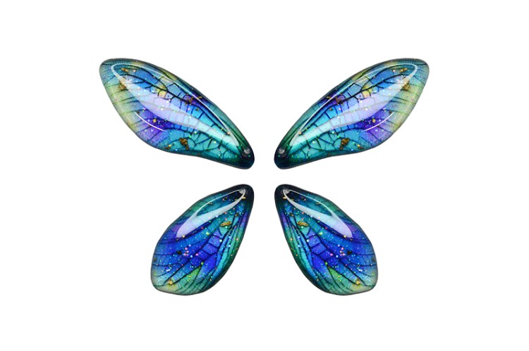 Подвеска Крылья бабочки 30-40х15х2мм, отверстие 1мм, цвет синий, смола эпоксидная/блестки, 22-248, 4шт Подвеска Крылья бабочки 30-40х15х2мм, отверстие 1мм, цвет синий, смола эпоксидная/блестки, 22-248, 4шт