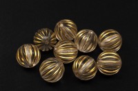 Бусины акриловые круглые граненые 12мм, отверстие 2мм, цвет прозрачный/золото, 540-333, 10г (около 9шт)