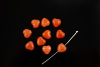 Бусина Сердечко 6х6х3мм, цвет оранжевый, стеклянная, 735-037, 10шт