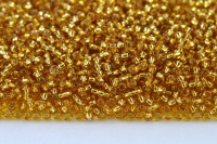 Бисер чешский PRECIOSA круглый 11/0 17050 золотой, серебряная линия внутри, 50г
