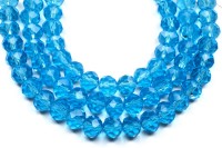 Бусина стеклянная Рондель 10х8мм, цвет голубой, прозрачная, 509-025, 10шт