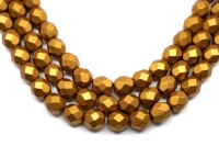 Бусины граненые Firepolish 6мм, отверстие 1мм, цвет K0174 античное золото, матовый металлик, 715-017, 1 нить (около 25шт)