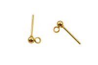 Гвоздики основы для серег Шарики 14х5х3х0,7мм, петелька 1,8мм, цвет золото, хирургическая сталь, 21-274, 1 пара