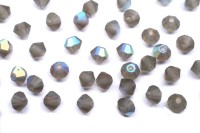 Бусины биконусы хрустальные 3мм, цвет BLACK DIAMOND AB MATT, 745-063, 20шт